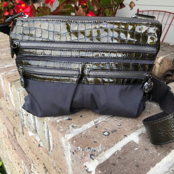 BRIGHTON Brown Leather and Nylon Crossbody Bag and Dustbag - Picture 4 of 13